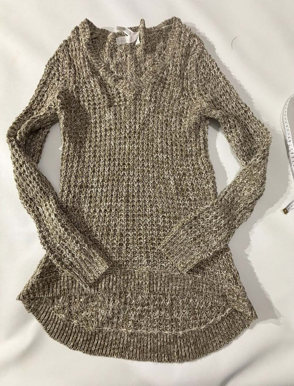 Bobbie Brooks Womens L Beige Chunky Knit Sweaters Marled Oversized Boho